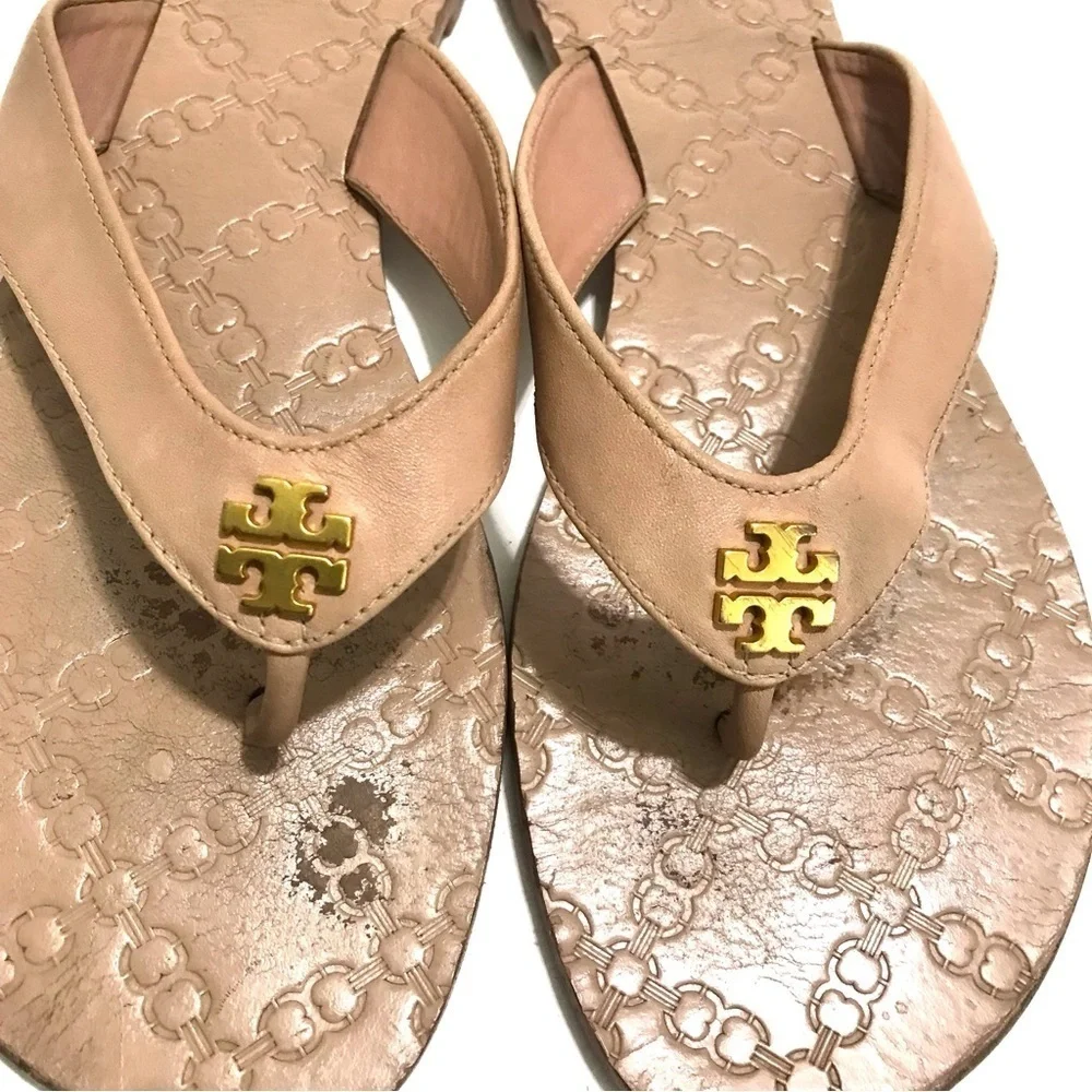 Tory Burch Leather Monroe Sandals in Blush Tan Size 9.5